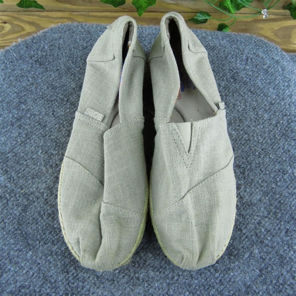 Bobs By‎ Skechers Women Flat Shoes Taupe Fabric Slip On Size 7.5 Medium - Picture 3 of 10